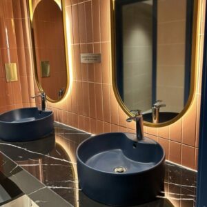 Chậu Rửa Mặt Đặt Bàn Cao Cấp - Gốm Sứ Mờ Xanh Navy Sang Trọng, Chống Bám Bẩn (Kè